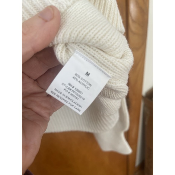 Pink Rose Cream Knit Sweater Women Medium NWT Cotton Blend Cropped Pullover - Picture 4 of 6